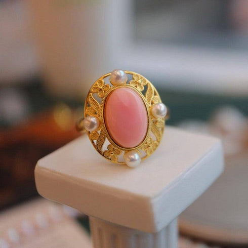 Stylish Pink Queen Conch Shell Pearls Earrings Gold Vermeil - House Of Pearls